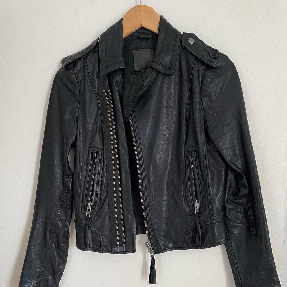 JOIE - Black Leather Jacket - Size xs